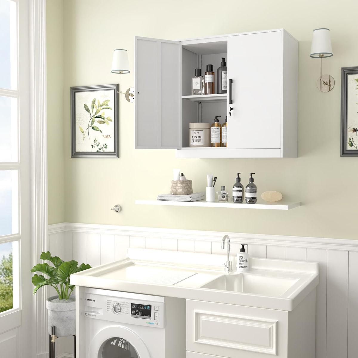 White Metal Wall Cabinet with Adjustable Shelf A769190