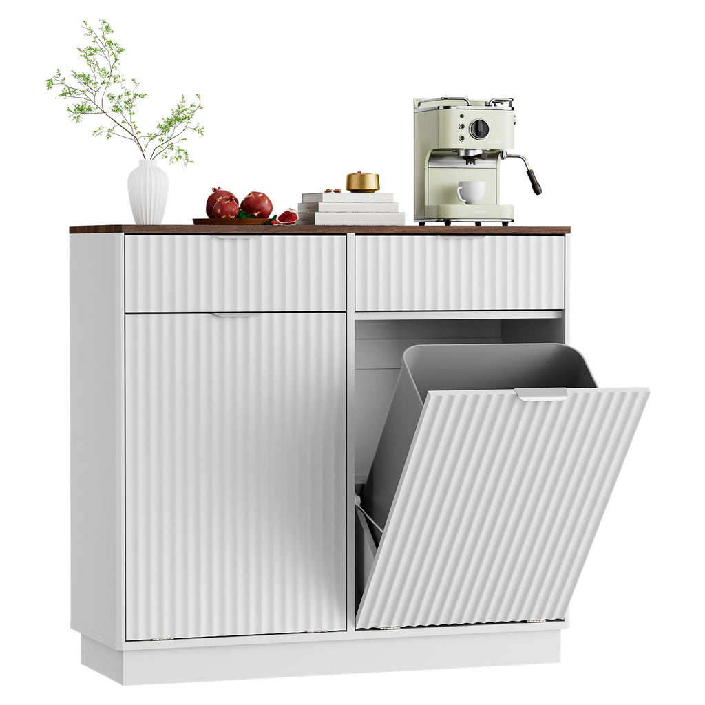 White Double Tilt Out Trash Can Cabinet K934044