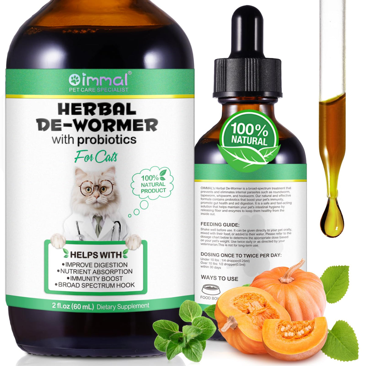 Natural Probiotic Digestive Support Supplement Drops for Cats D35219