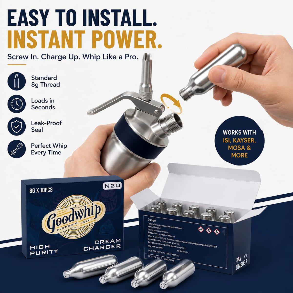 8g N2O Whipped Cream Chargers 10-Pack T9391