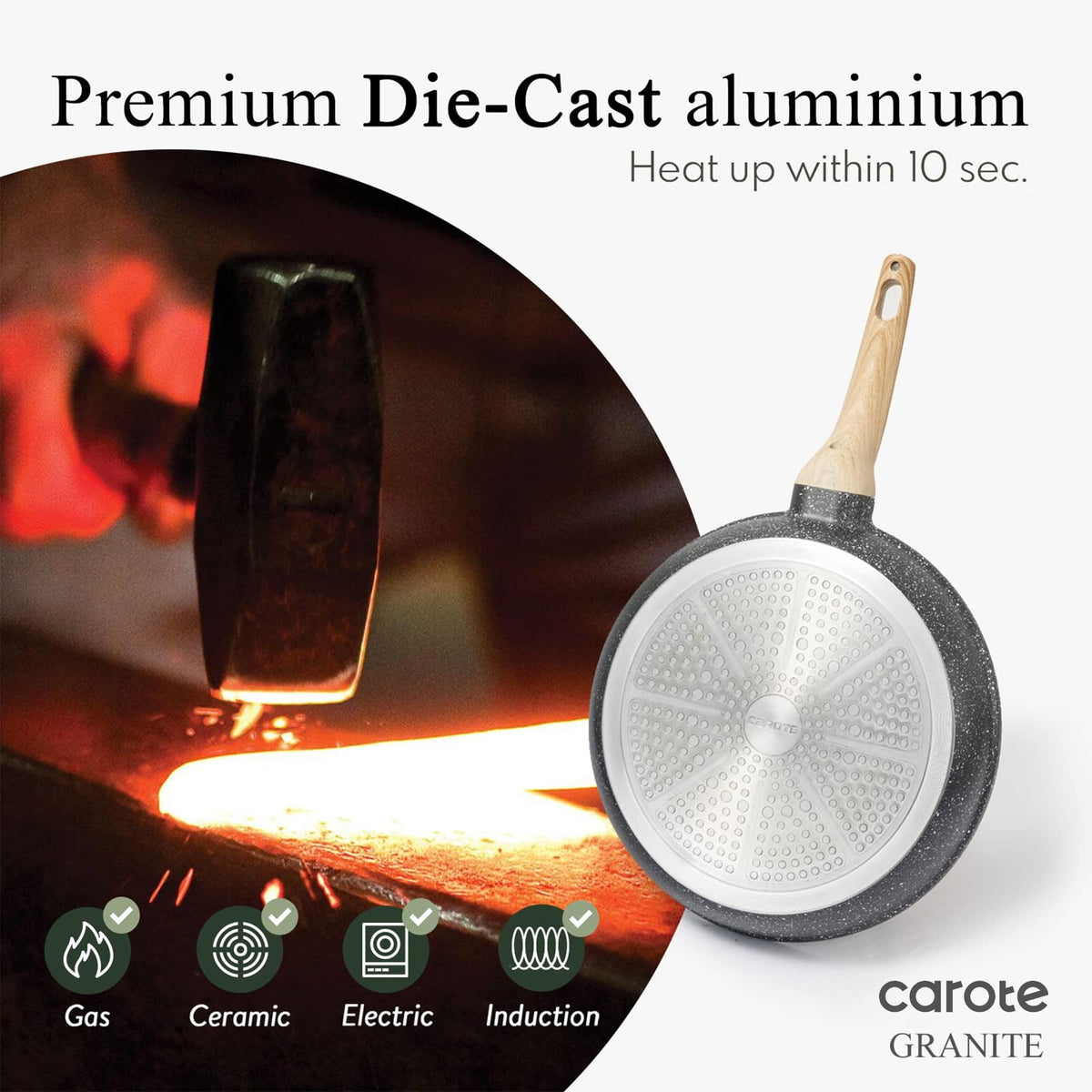 Non Stick 10 Inch Granite Skillet with Glass Lid P7087