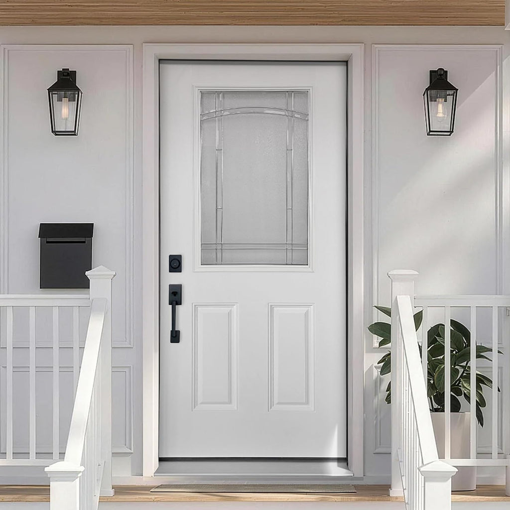 White Fiberglass Prehung 36" x 80" Entry Door D4615