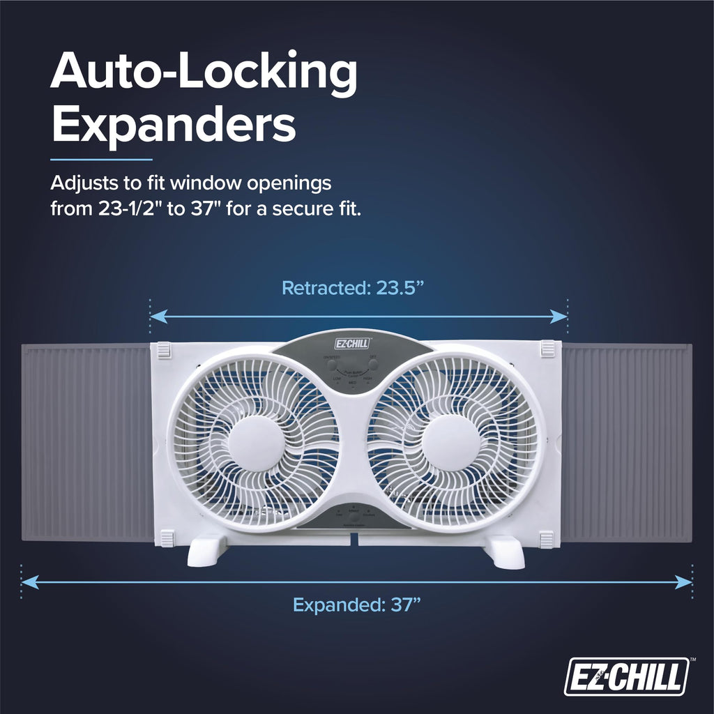 9” Window Fan with Remote Control, 3 Speed Dual Fans, White E857