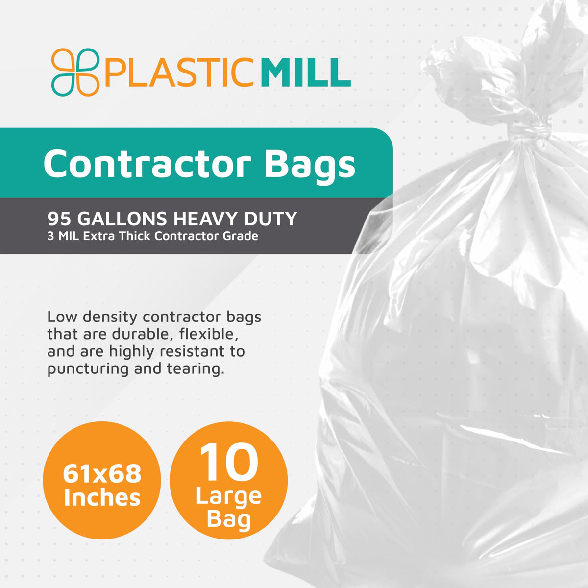 95-Gallon Clear Heavy Duty Contractor Bags X54365
