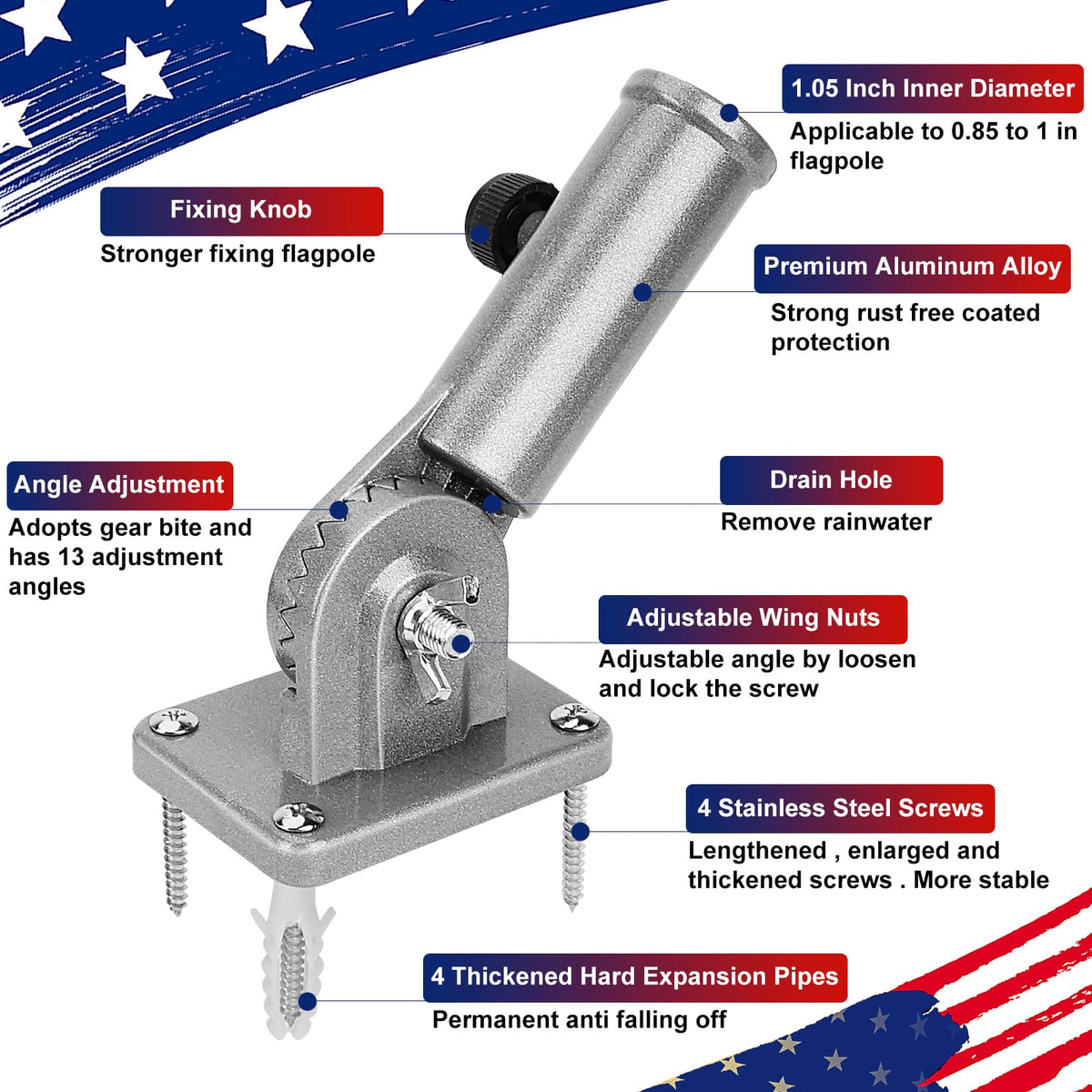 Heavy Duty Aluminum Flag Pole Holder Q5561
