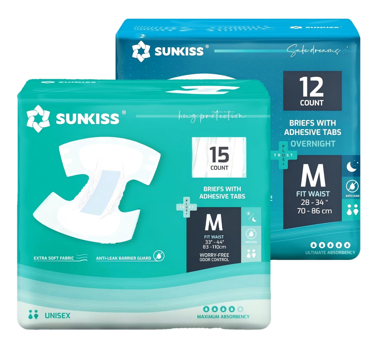 Adult Diapers M 15 Count & Overnight Adult Diapers M 12 Count K94907