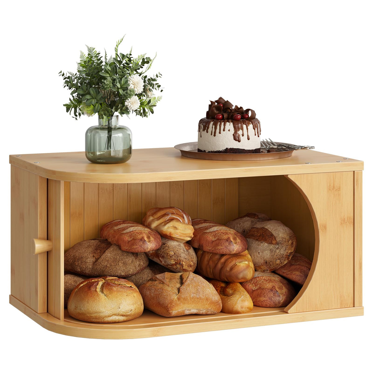Bamboo Bread Box with Roller Door D4009
