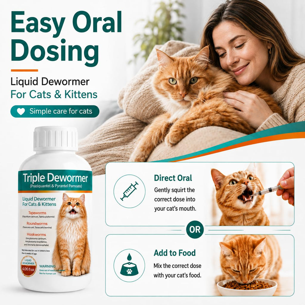 Cat Dewormer Liquid for Tapeworms, Roundworms and Hookworms A526