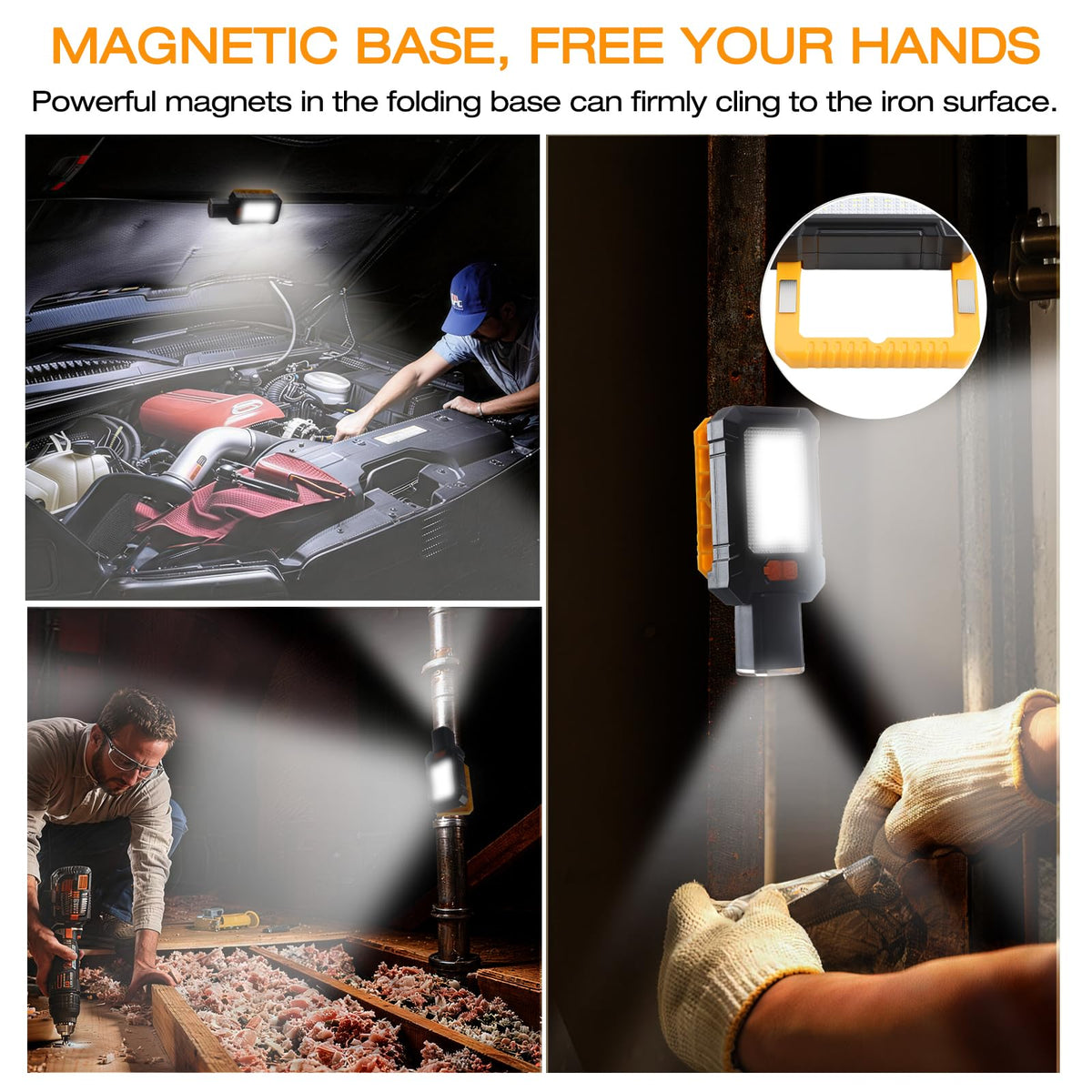 LED Rechargeable Magnetic Work Light 1000 Lumens 5 Mode 1 Pack S577