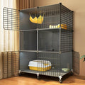 3 Tier Metal Cat Cage with Hammock and 4 Wheels O376