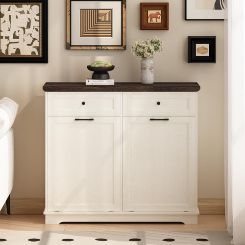 20 Gallon Double Tilt Out Trash Can Cabinet Antique White X429593