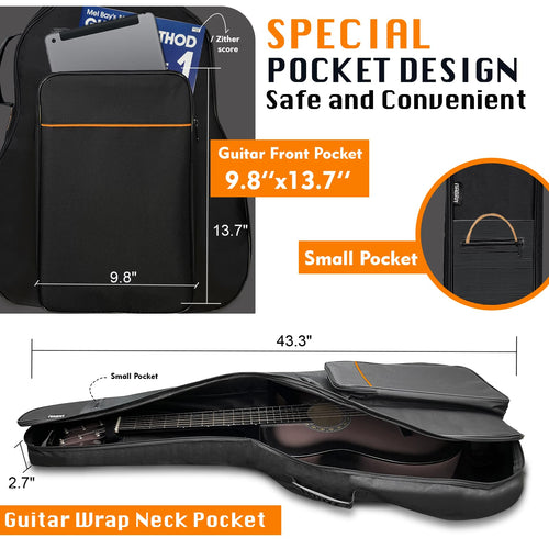 0.5-inch Extra Thick Padding Waterproof Oxford Acoustic Guitar Bag U62942