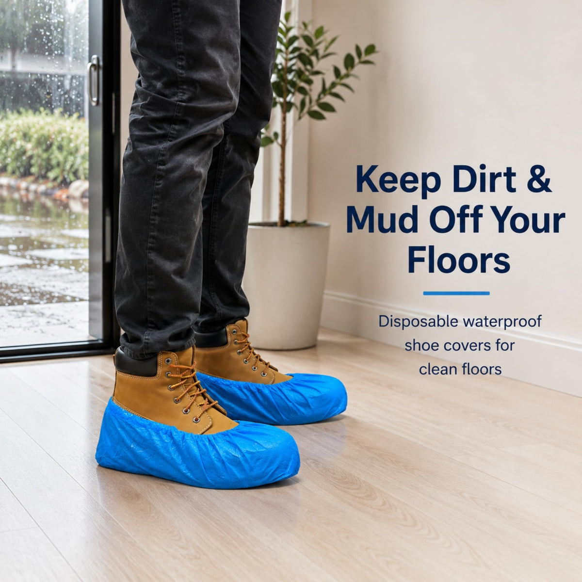 Blue Waterproof Disposable XL Shoe Covers G6520