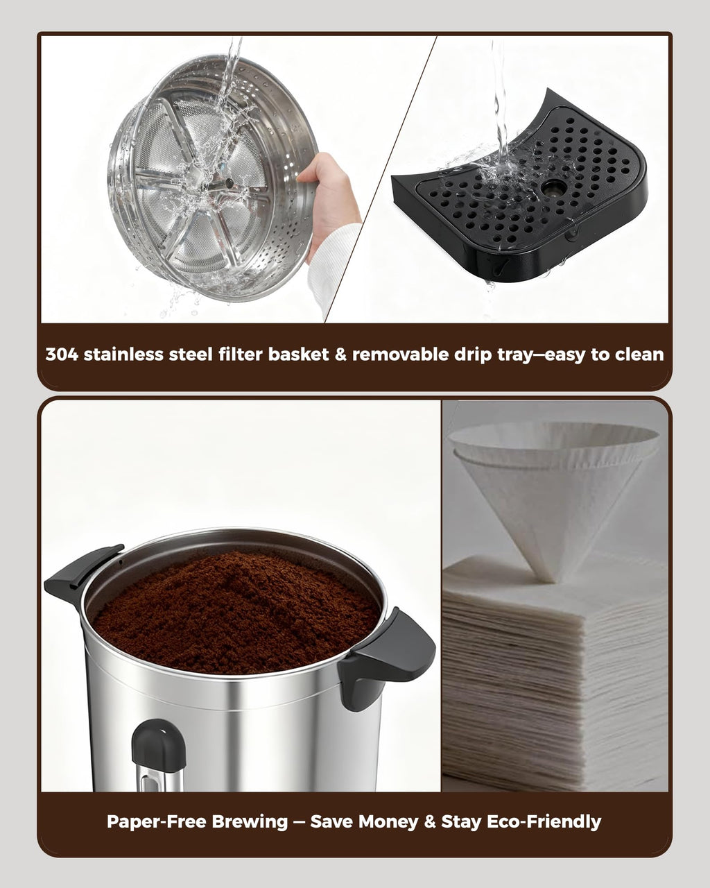 100-Cup Commercial Coffee Urn 15L Stainless Steel Percolator N116