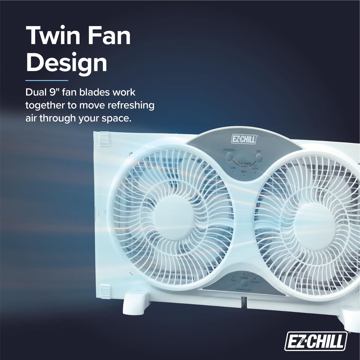 9” Window Fan with Remote Control, 3 Speed Dual Fans, White E857