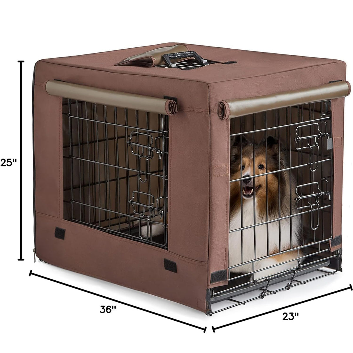 Brown Collapsible Metal Dog Crate P549