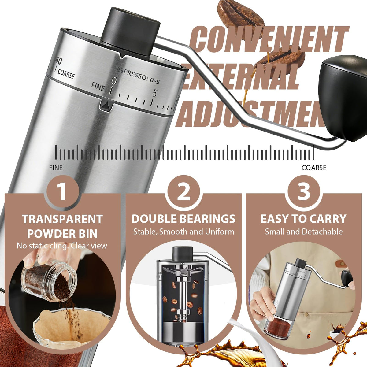 Manual Coffee Grinder, Ceramic Burr D90925