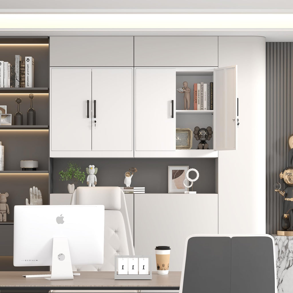 White Metal Wall Cabinet with Adjustable Shelf A769190