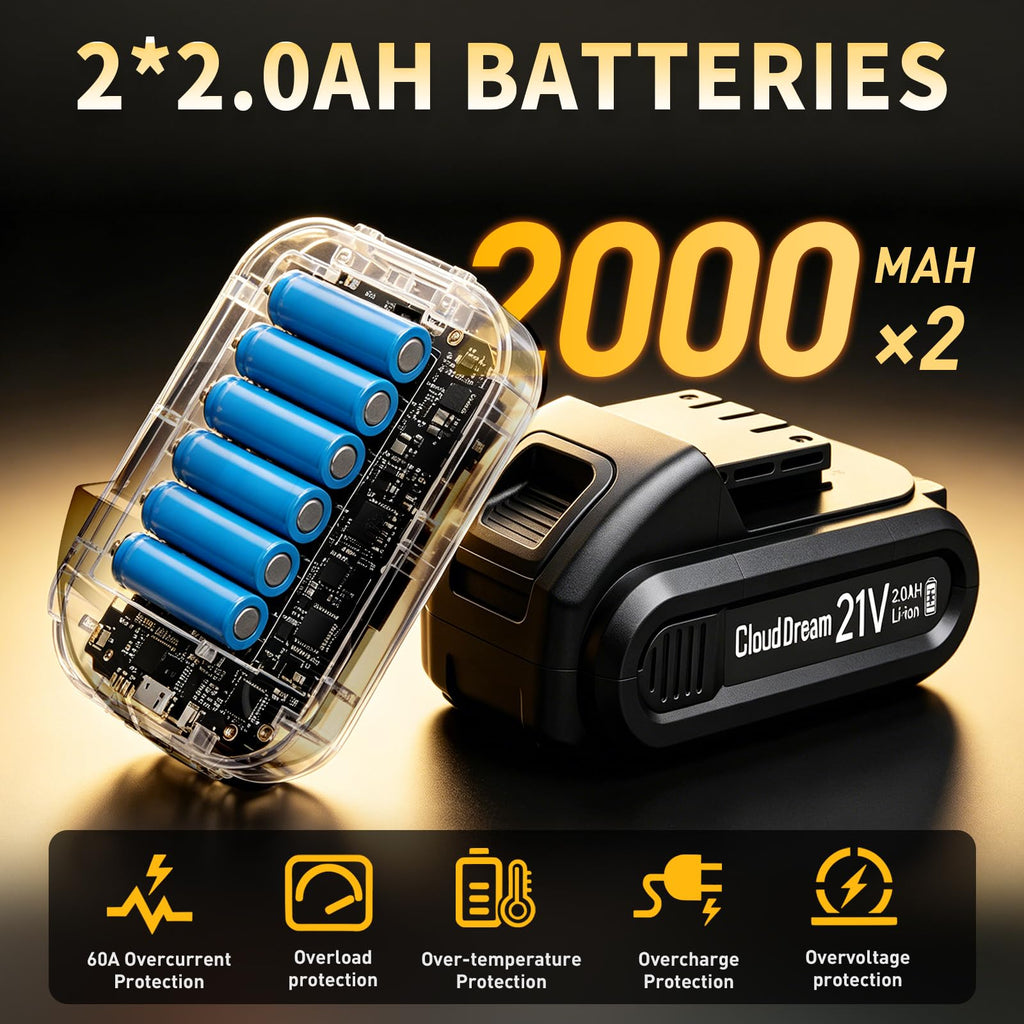 21V Cordless Drill Set with 2 Batteries and Charger N137806
