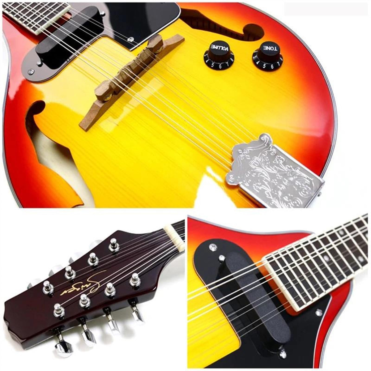 8 Strings Sunburst Mandolin Instrument K73903
