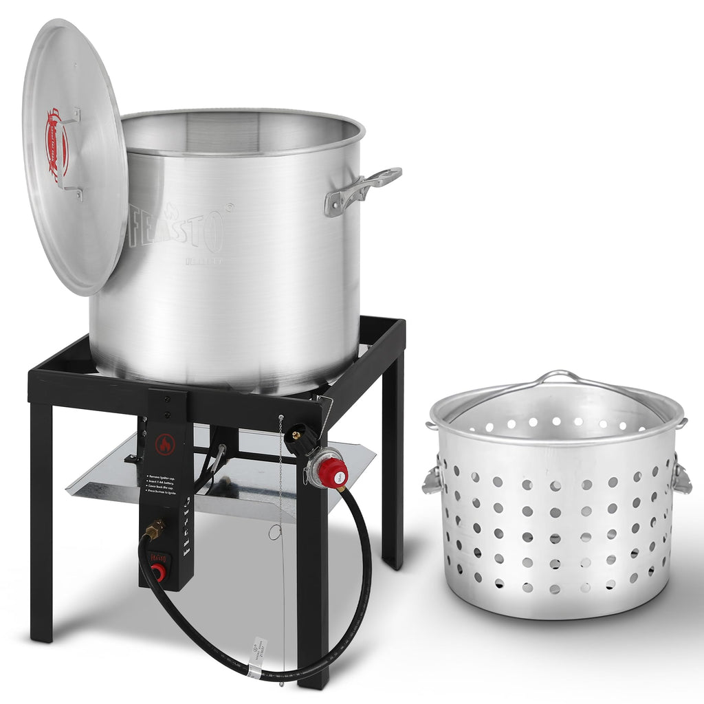 60QT Seafood Boil Pot with Basket and Burner H5533