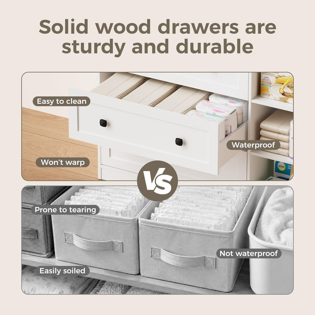 White Wood 3 Drawer Changing Table B887500