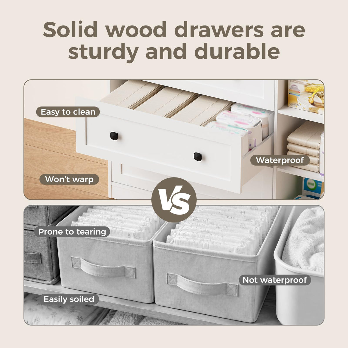 White Wood 3 Drawer Changing Table B887500