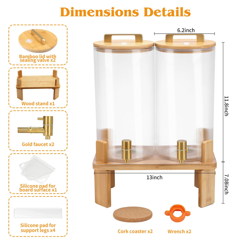 1.5 Gallon Drink Dispensers with Wood Stand C480965