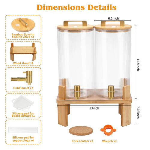 1.5 Gallon Drink Dispensers with Wood Stand C480965