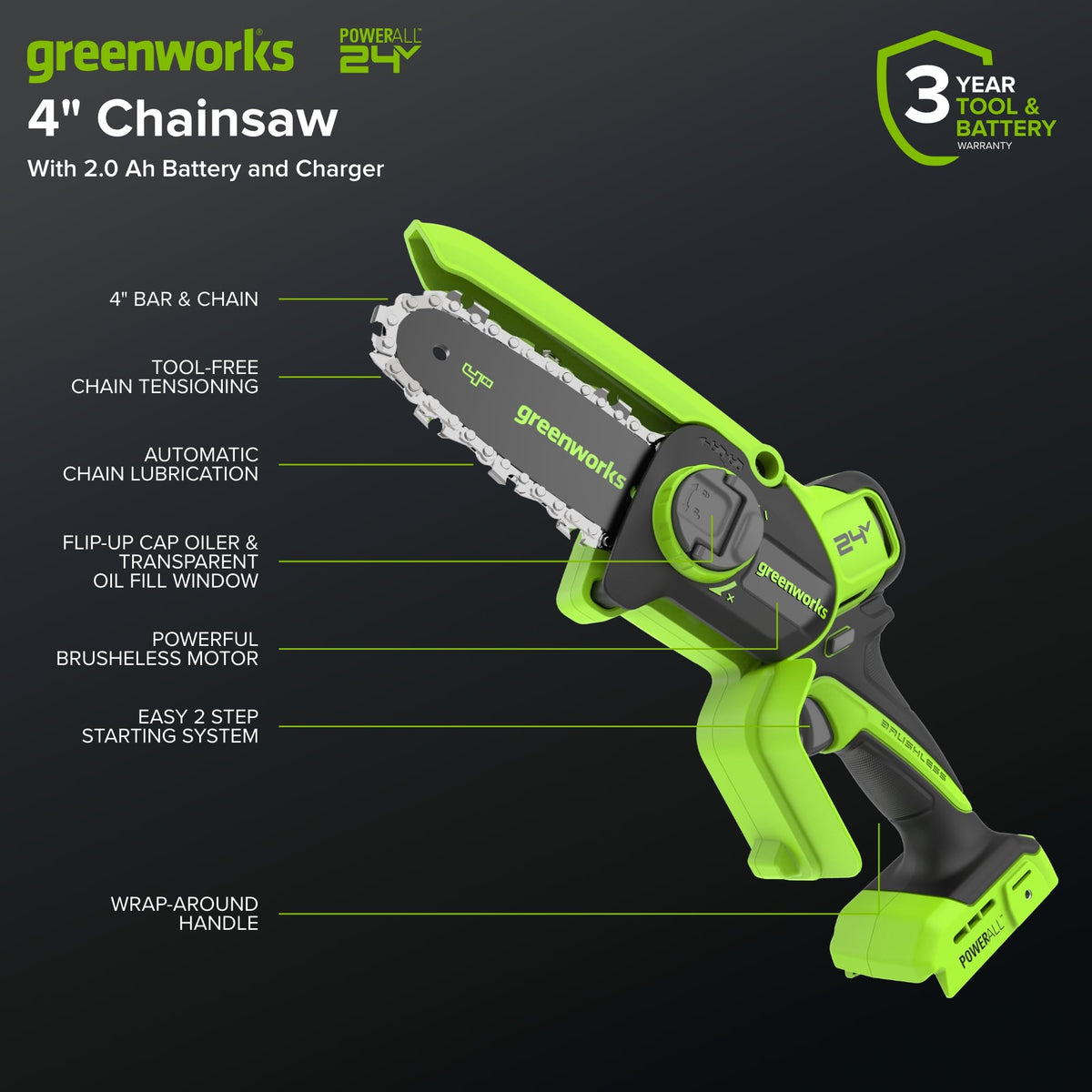24V 4 in Mini Chainsaw L102