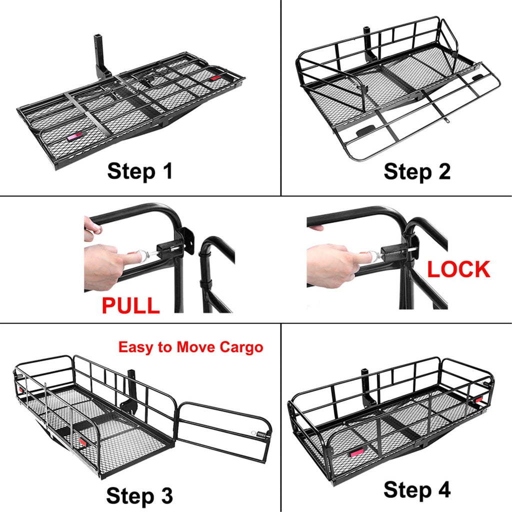 Heavy Duty Folding Hitch Mount Cargo Carrier 60" x 24" x 14.4" C28295