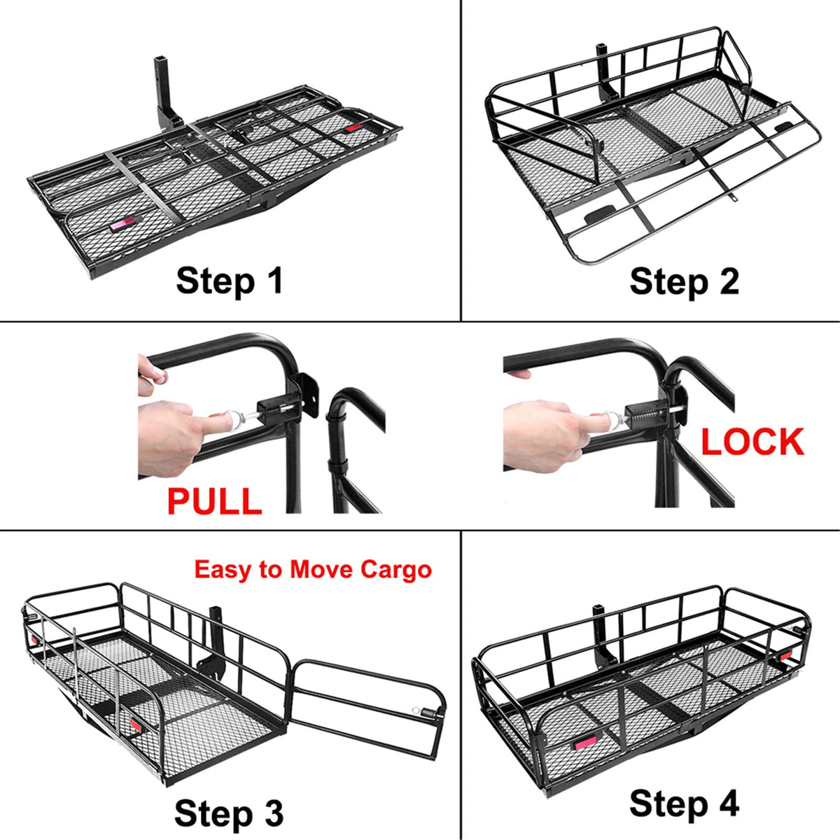 Heavy Duty Folding Hitch Mount Cargo Carrier 60" x 24" x 14.4" C28295