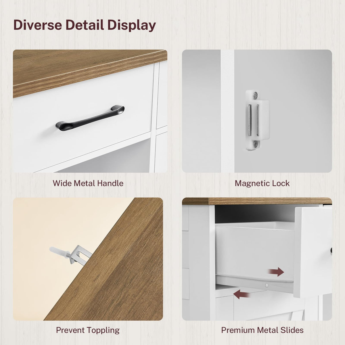 White Storage Cabinet with 3 Drawers and 2 Doors S72496