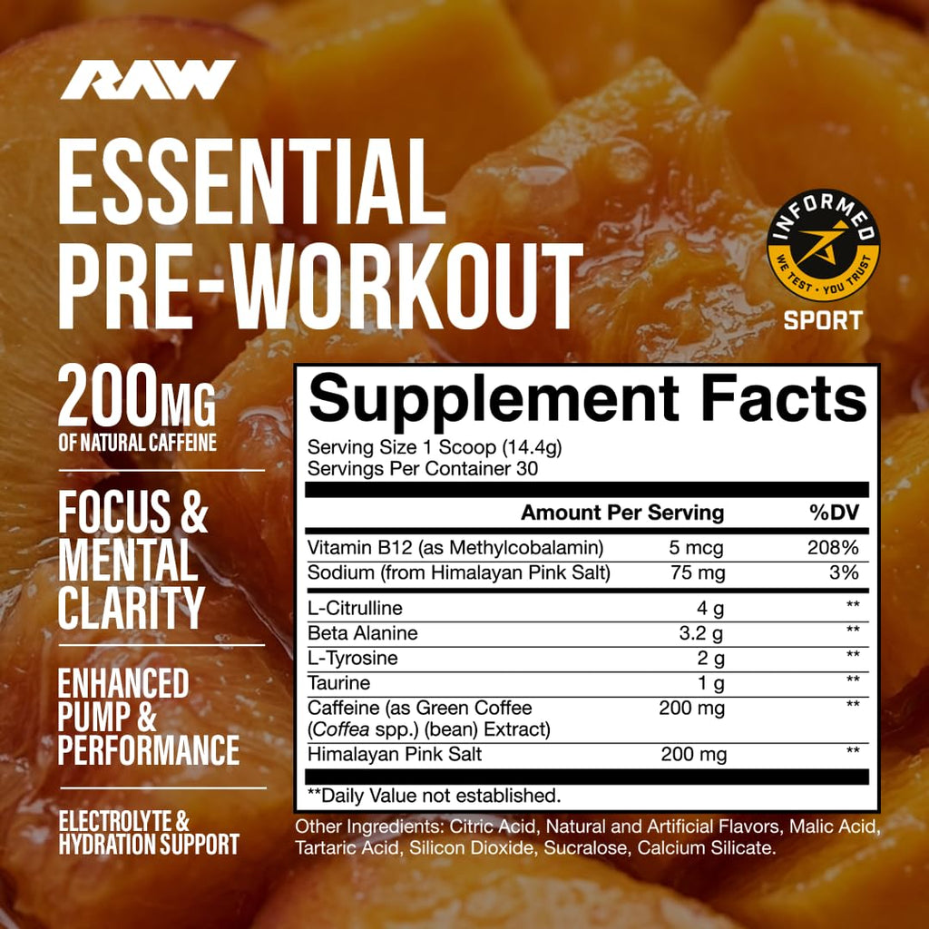Orange Pre-Workout Powder with Caffeine, L-Citrulline, L-Tyrosine, & Beta Alanine Blend Y240
