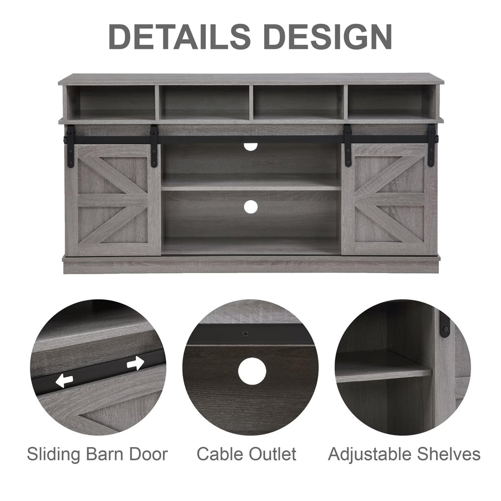 Grey Sliding Barn Door TV Stand H2343