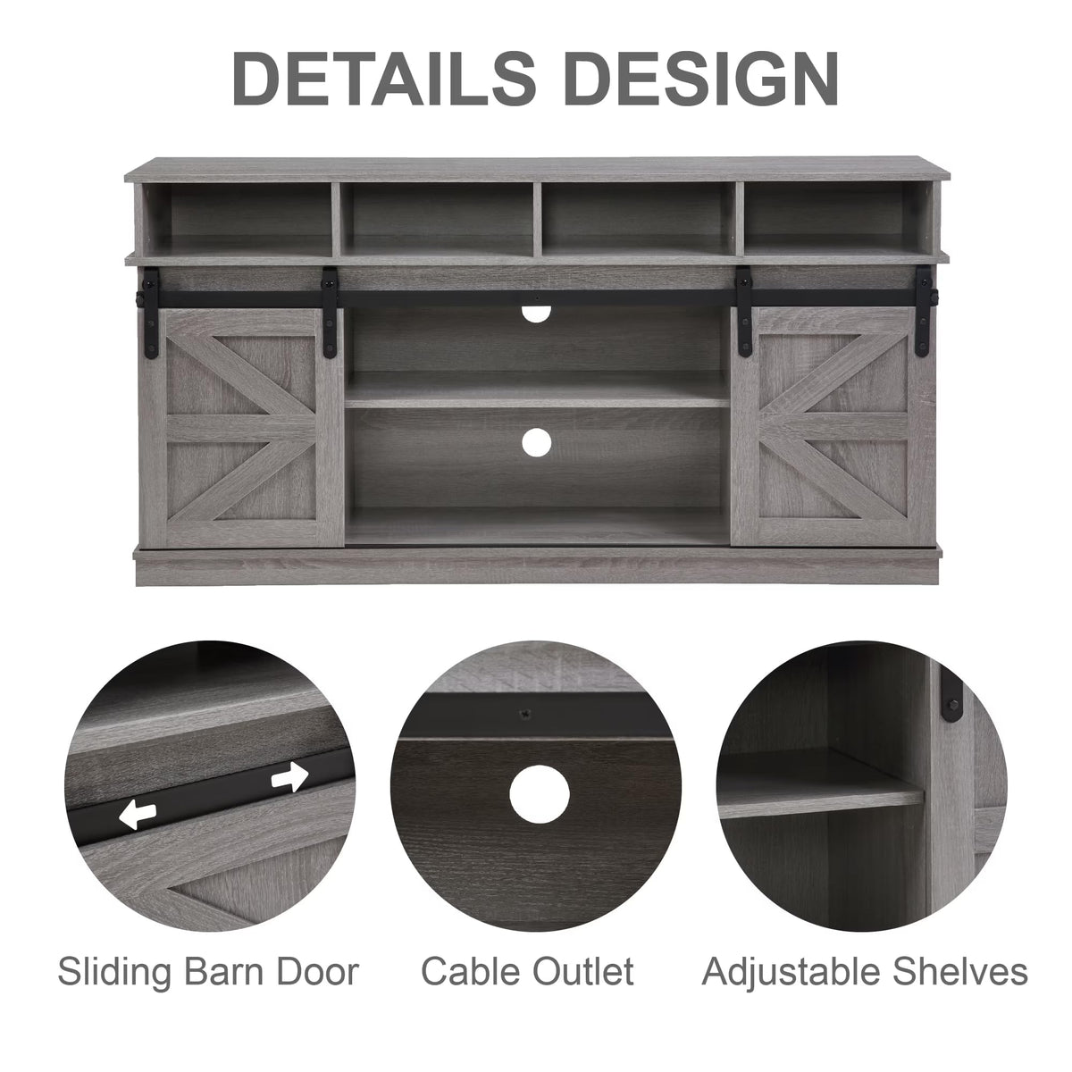 Grey Sliding Barn Door TV Stand H2343