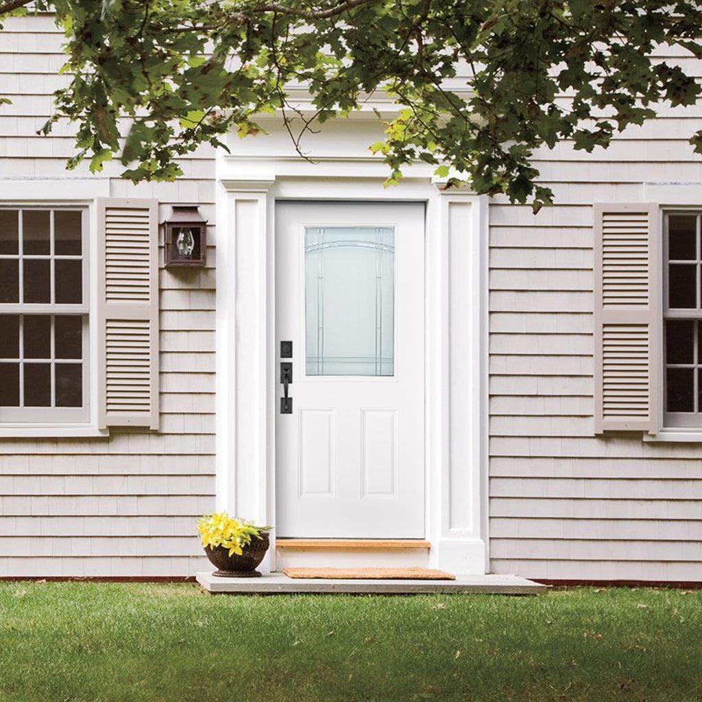 White Fiberglass Prehung 36" x 80" Entry Door D4615