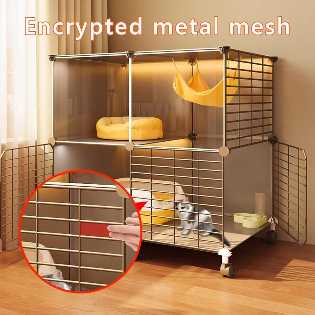 3 Tier Metal Cat Cage with Hammock and 4 Wheels O376
