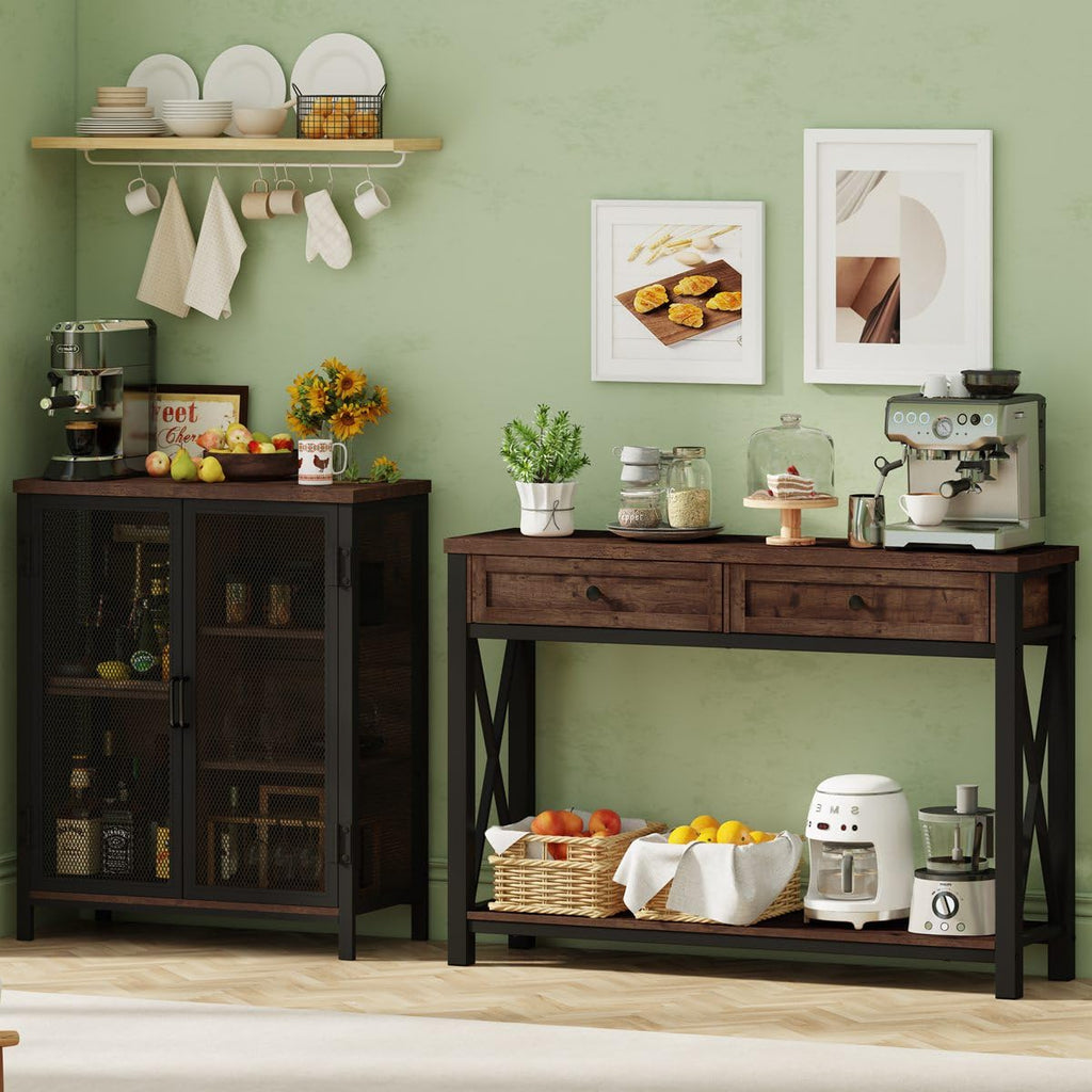 Rustic Oak 47 Inch Console Table with 2 Drawers R472