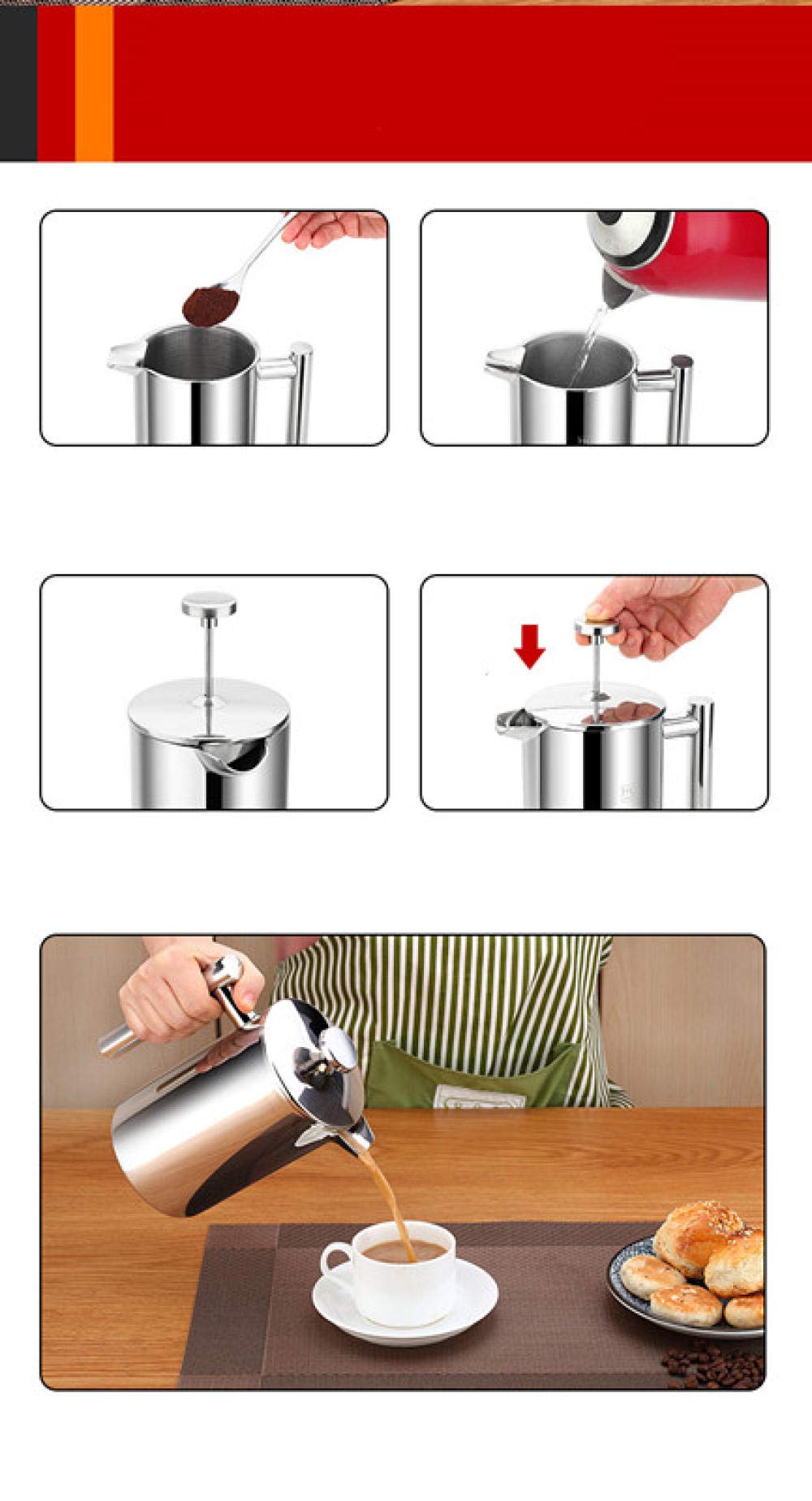 Coffee Maker Filter Press Pot 1L L6458