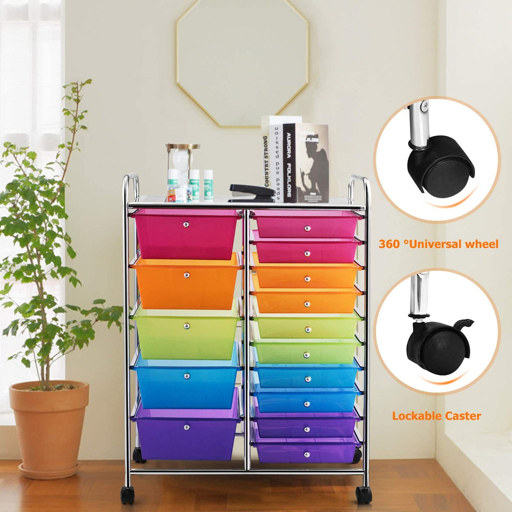 15 Drawer Rolling Storage Cart with Wheels N60370