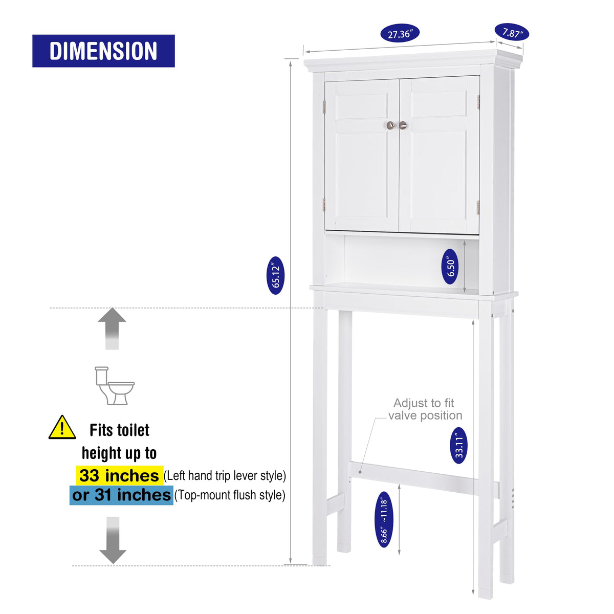 White Over The Toilet Storage Cabinet L84706