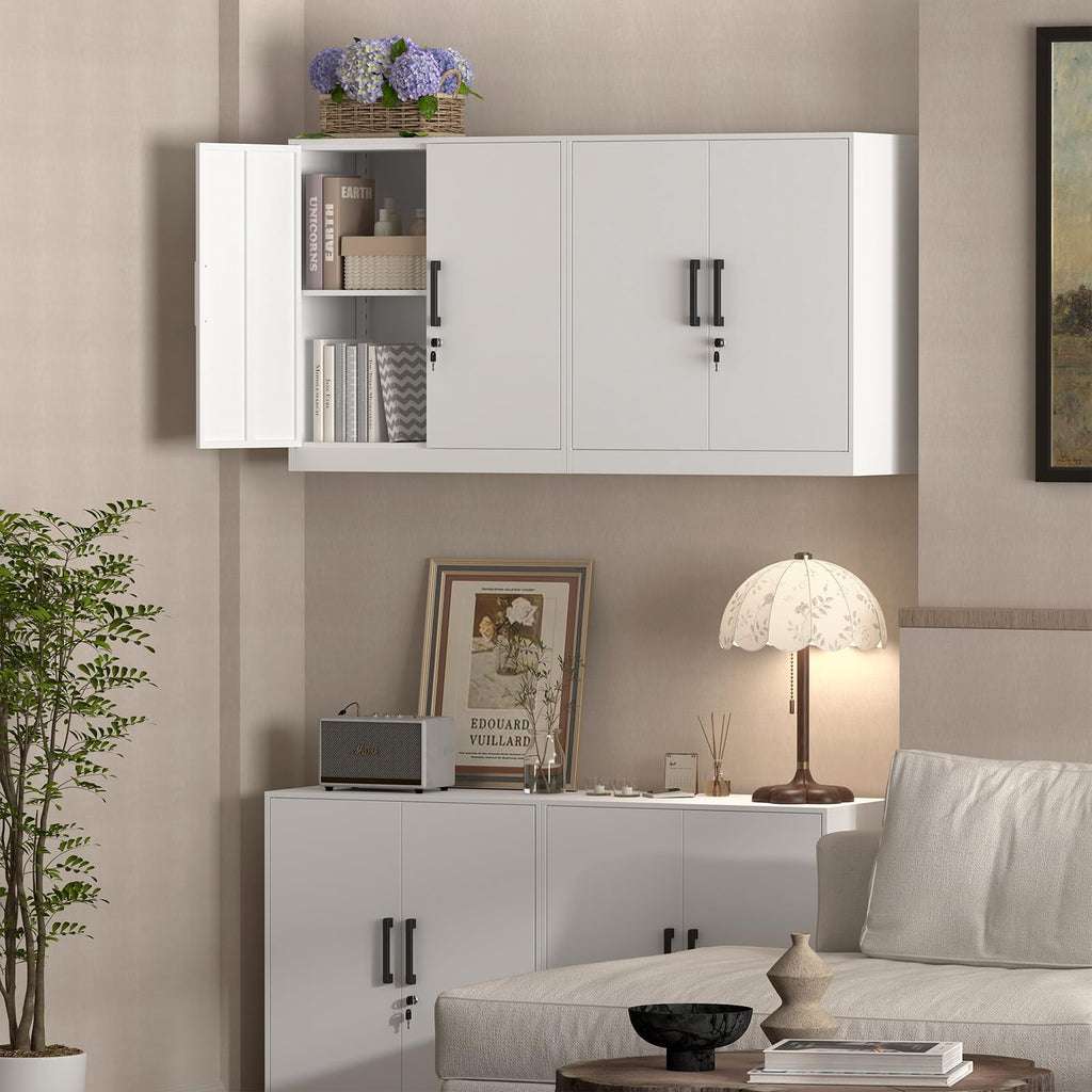 White Metal Wall Cabinet with Adjustable Shelf A769190