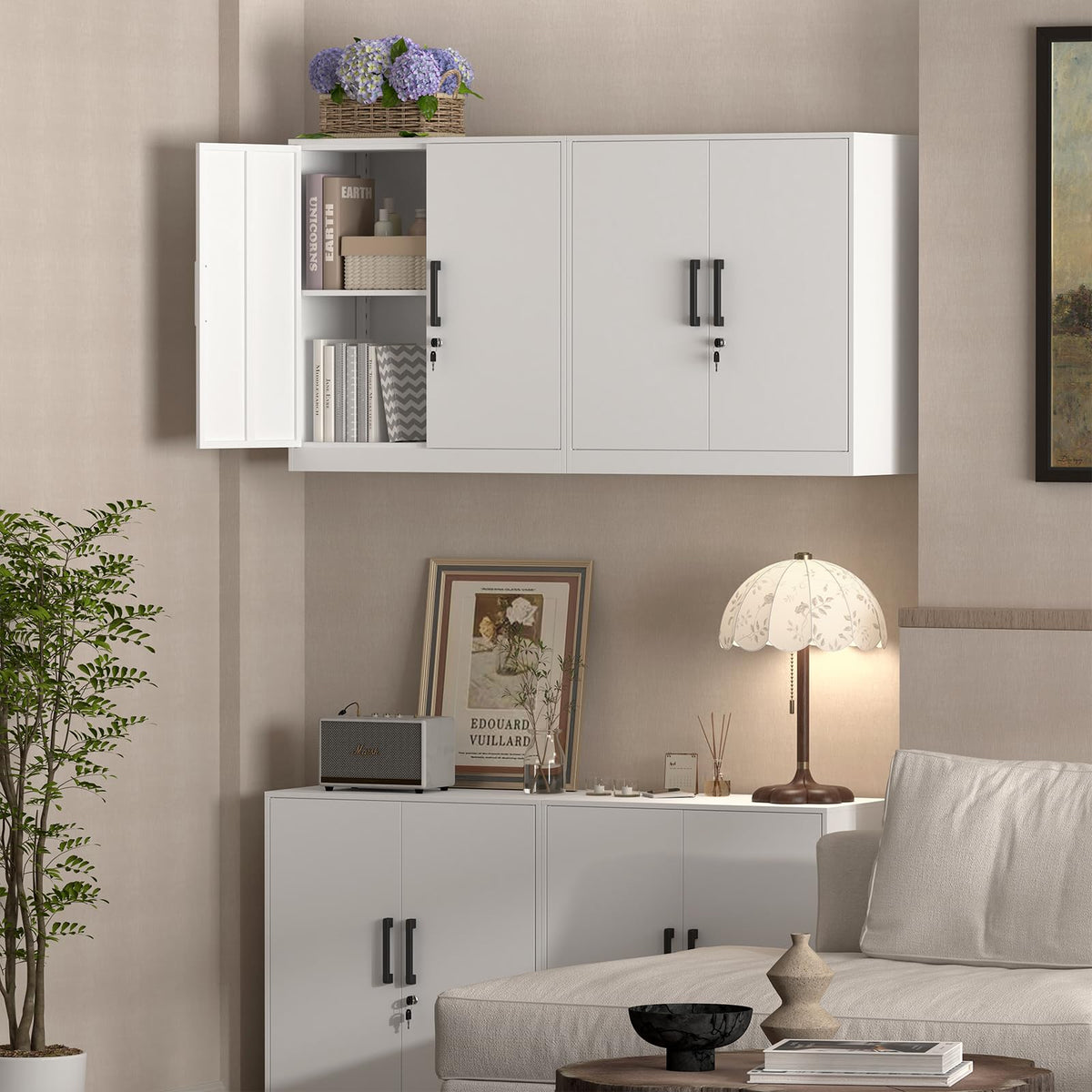 White Metal Wall Cabinet with Adjustable Shelf A769190