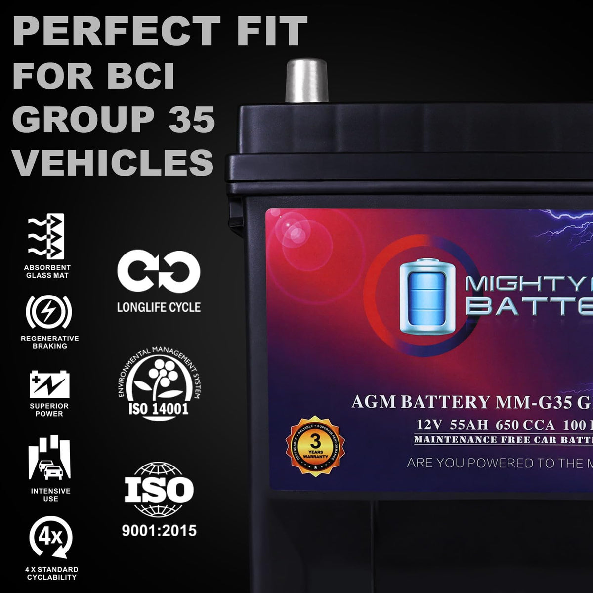12V 55Ah AGM Replacement Battery B9713