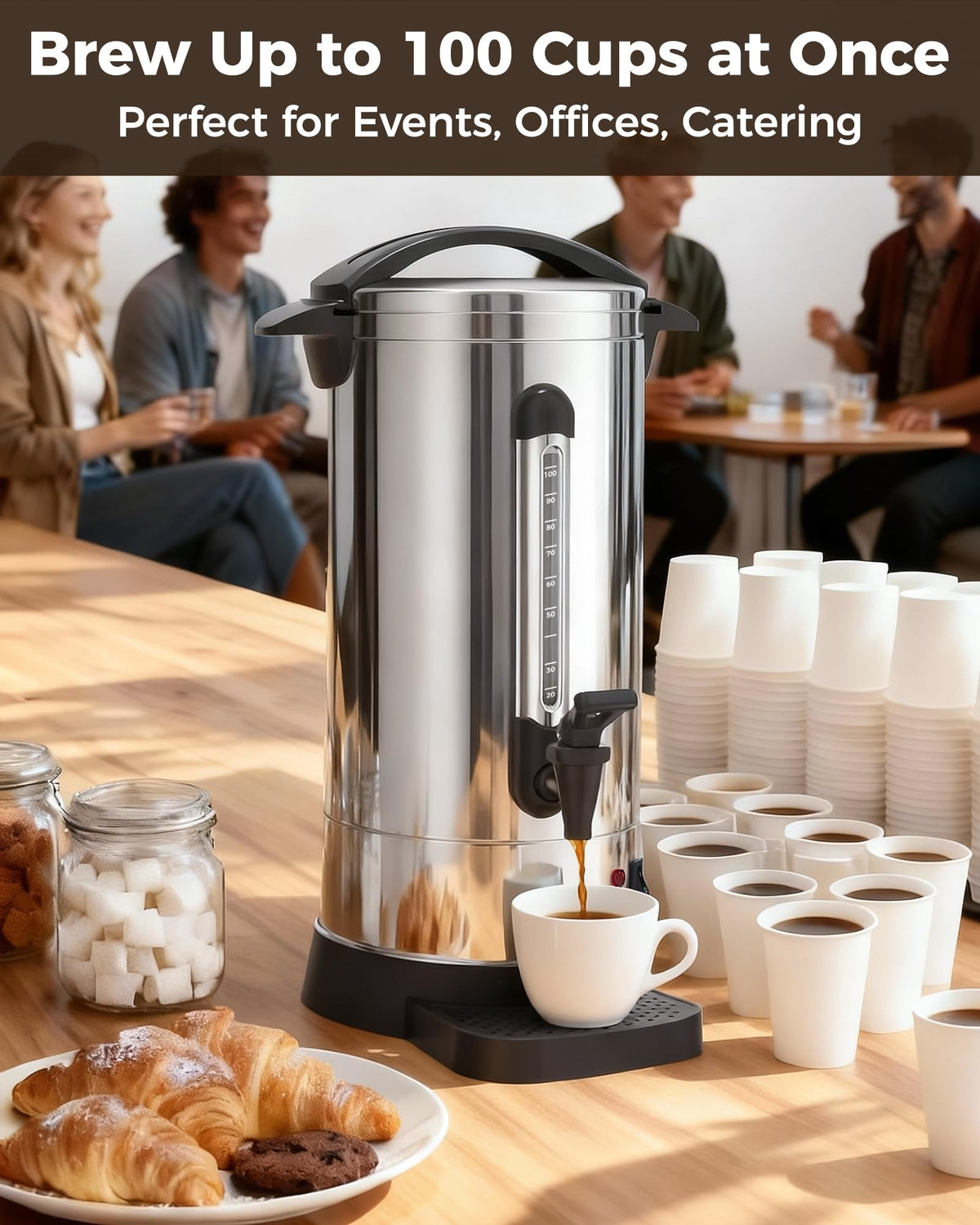 100-Cup Commercial Coffee Urn 15L Stainless Steel Percolator N116