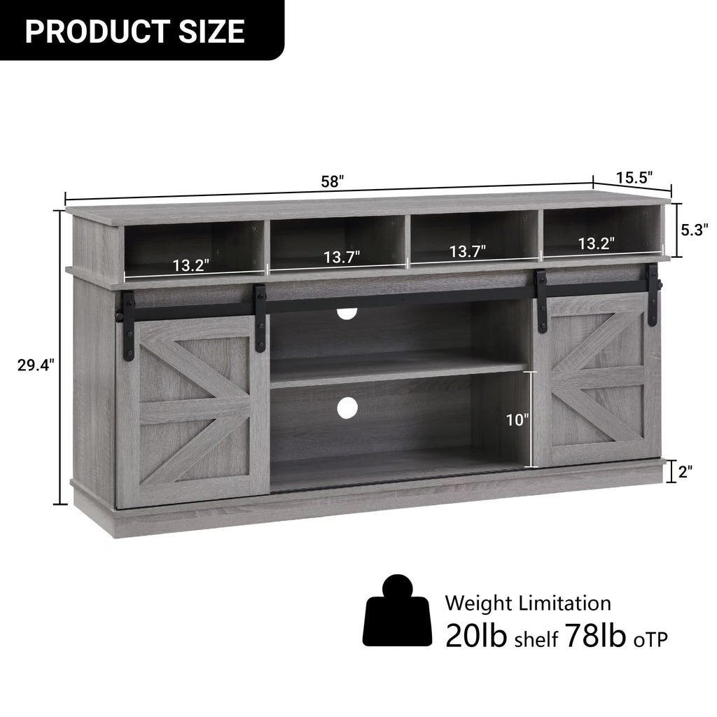 Grey Sliding Barn Door TV Stand H2343