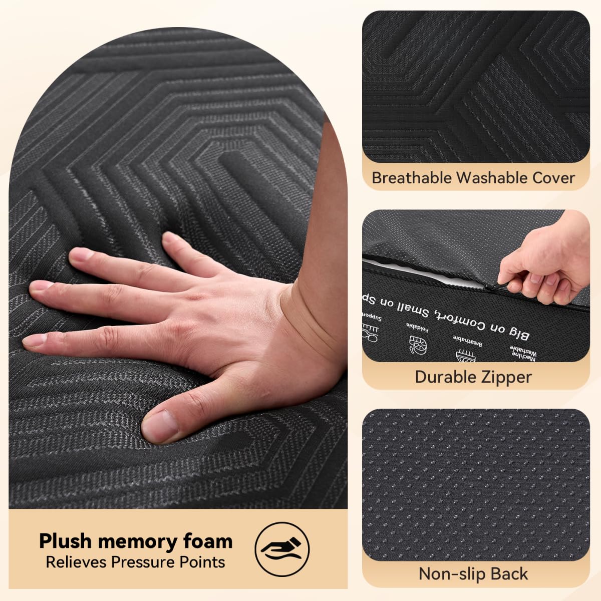6 Inch Memory Foam Tri-Fold Twin Mattress with Washable Cover Q4663