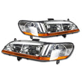 Pair of Chrome Amber Headlights T218