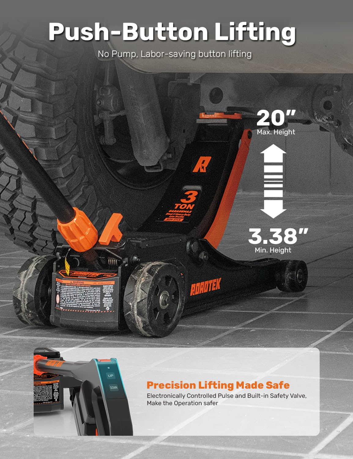 3 Ton Low Profile Steel Electric Floor Jack J761